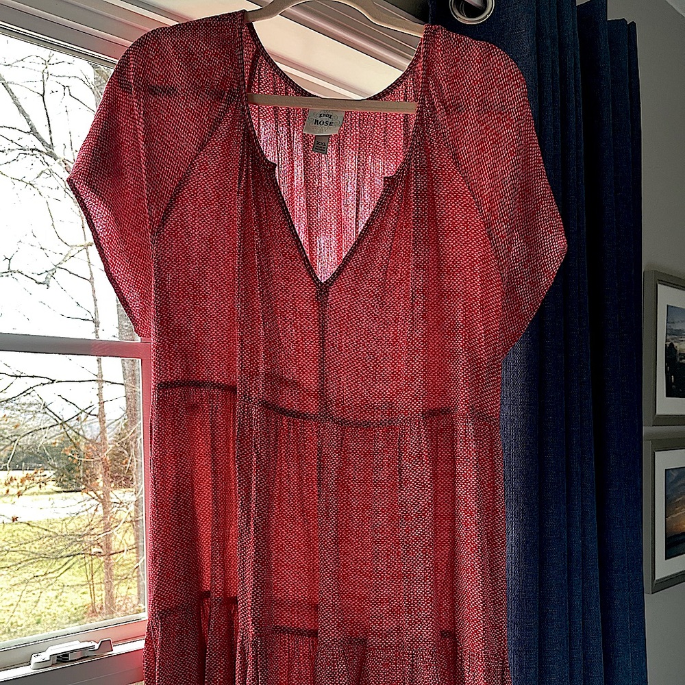 KNOX ROSE Dress-Red/Lt Pink-XXL